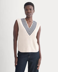 Relaxed V-Neck Vest in Cotton Merino | Canvas