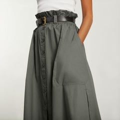 The Easy Button-Front Skirt | Pewter Green