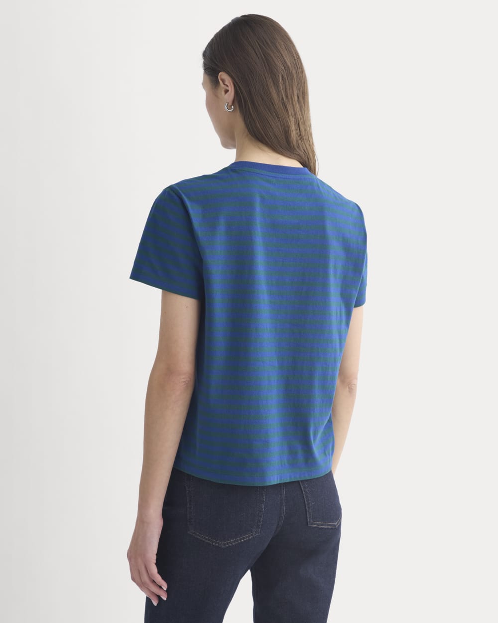 The Box-Cut Tee in Essential Cotton | Navy Peony/Dark Sea | No Pocket