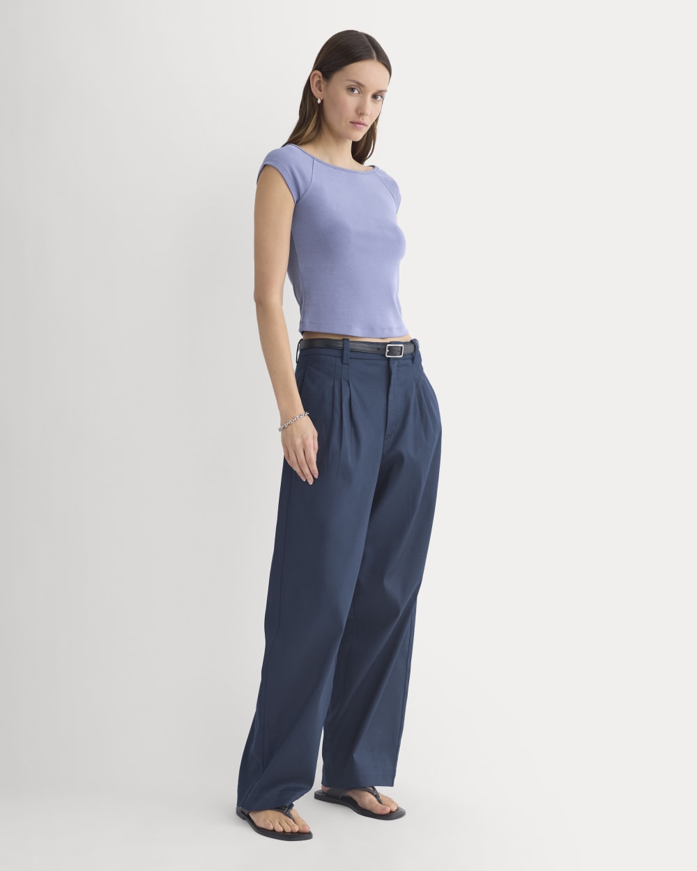 Boatneck Cap-Sleeve Top in Butterknit | Blue Dusk