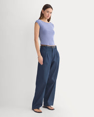 Boatneck Cap-Sleeve Top in Butterknit | Blue Dusk