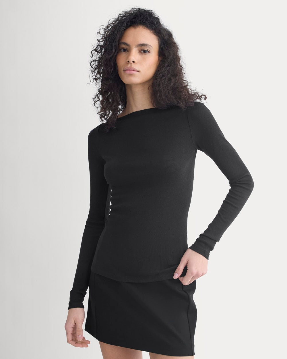 Tissue Boatneck Top | Black