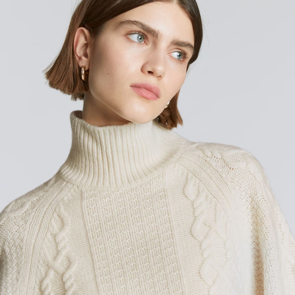 The Felted Merino Cable Sweater | Bone