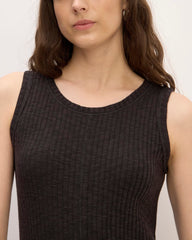 The Rib-Knit A-Line Tank Dress | Black