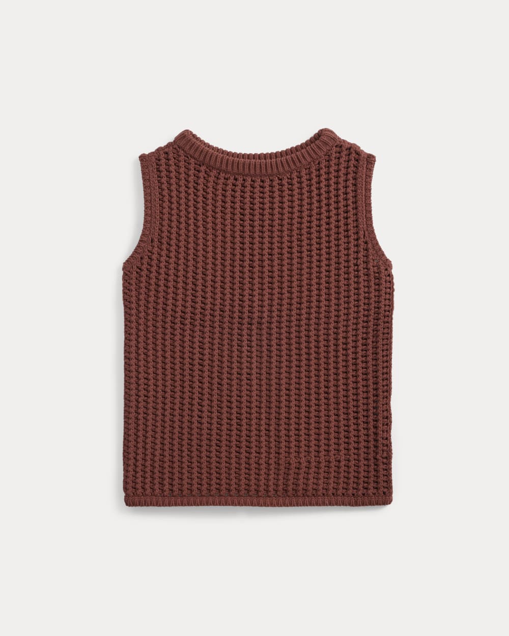 Open-Knit Tunic Vest in Elevated Cotton | Henna Red