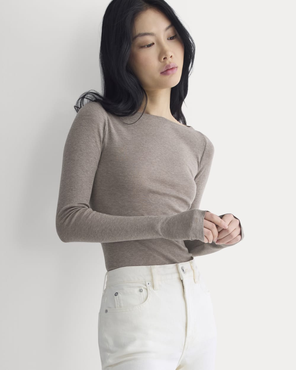 Tissue Boatneck Top | Heathered Chocolate Chip
