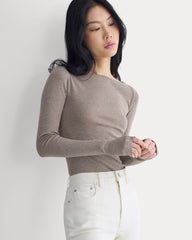 Tissue Boatneck Top | Heathered Chocolate Chip
