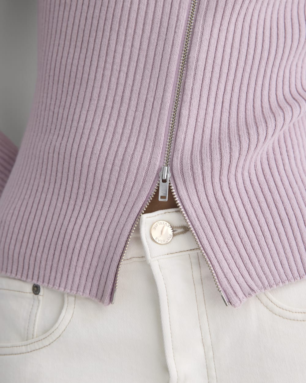 Full-Zip Ribbed Jacket in Everyday Cotton | Burnished Lilac