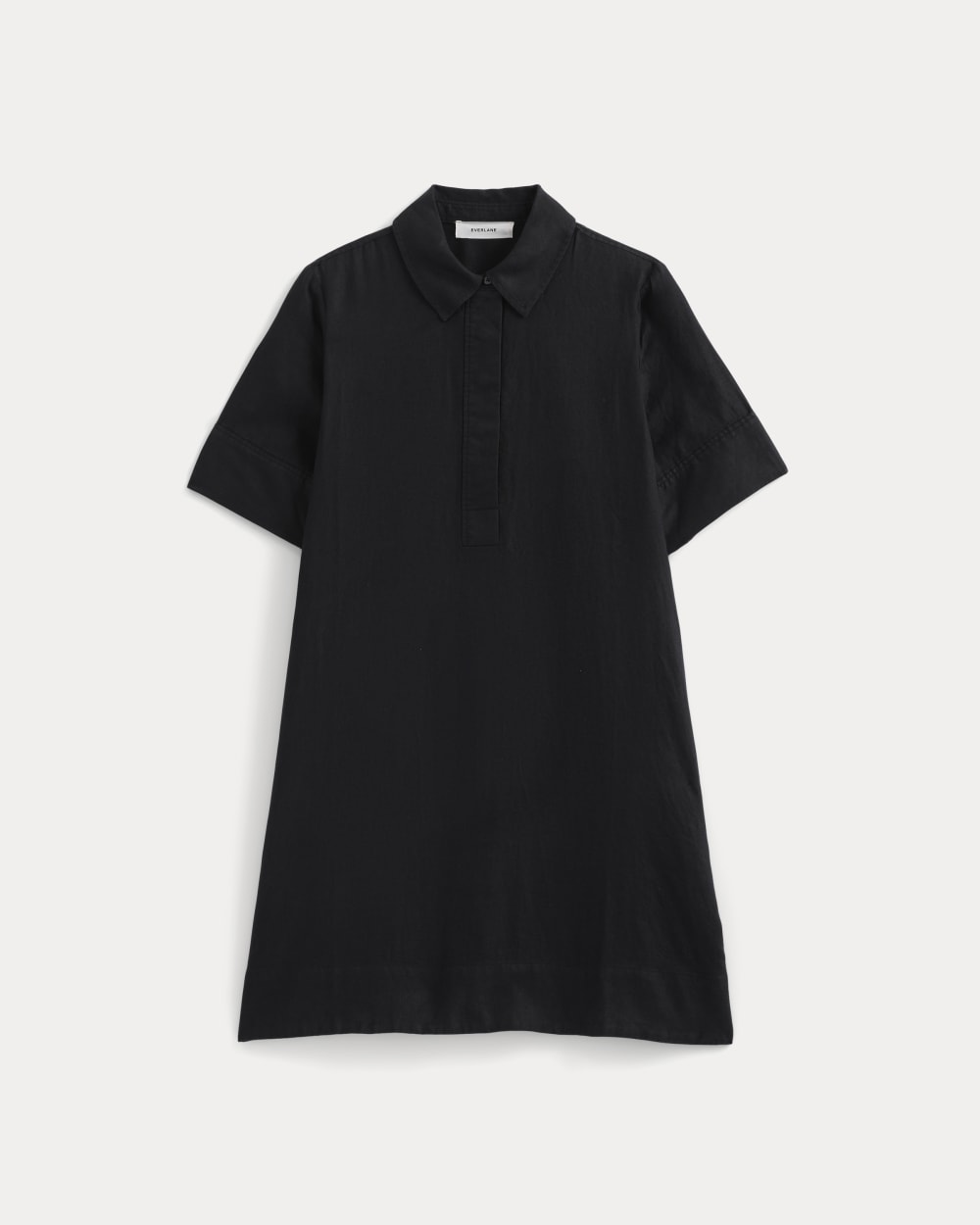 Mini Popover Shirtdress in Linen | Black