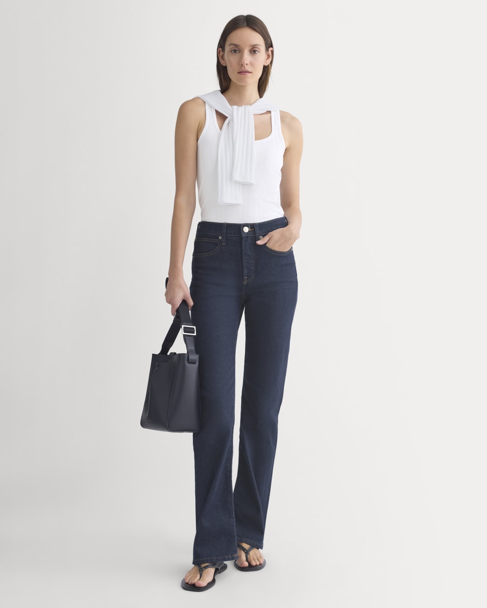 Scoop-Neck Tank in Pointelle | White