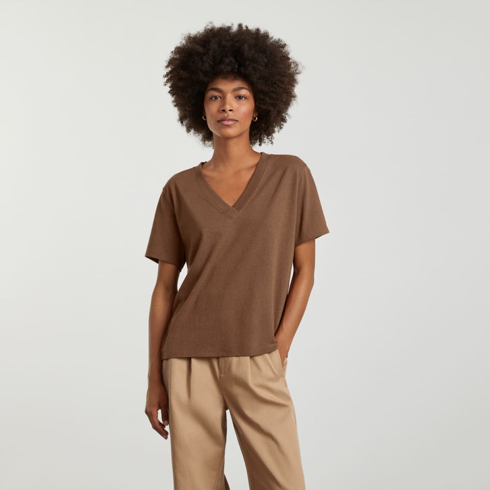 The Vintage V-Neck Hemp Tee | Espresso