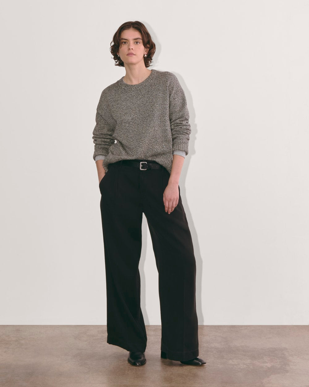 The Boxy Sweater in Everyday Cotton | Canvas / Black Twist