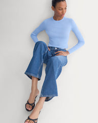 The Cropped Crew Top in Ultrafine Merino | Open Air Blue
