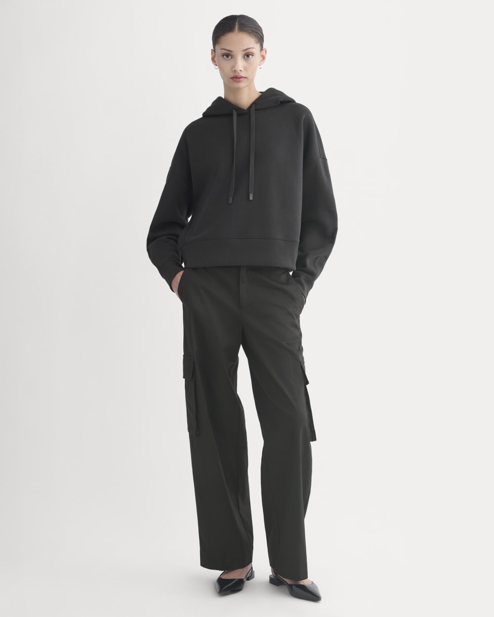 Cropped Luxe Fleece Hoodie | Black
