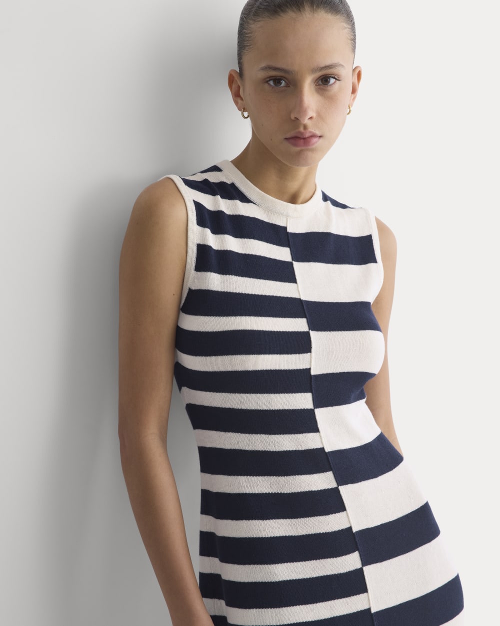 Striped Sweater Midi Dress | Bone/True Navy Duo Stripe