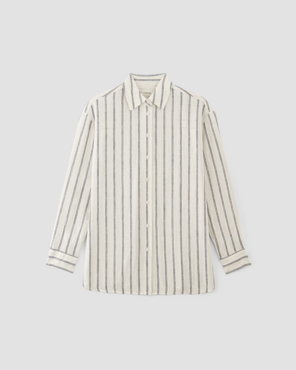 The Boyfriend Shirt in Linen | Bone/Navy