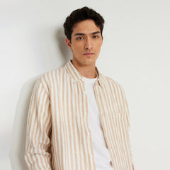 The Classic Shirt in Linen | Bone / Caramel