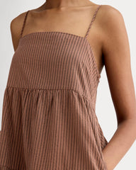 The Gauze Tiered Dress | Carob Brown / Black