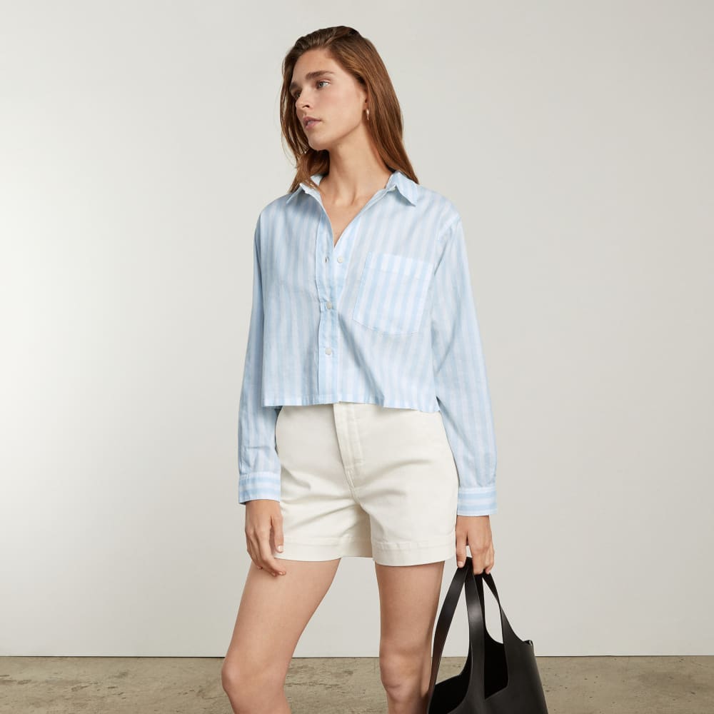 The Way-Short Shirt in Silky Cotton |  Mariner Blue / White