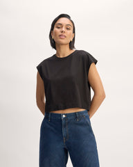 The Muscle Cropped Tee in Essential Cotton | Black