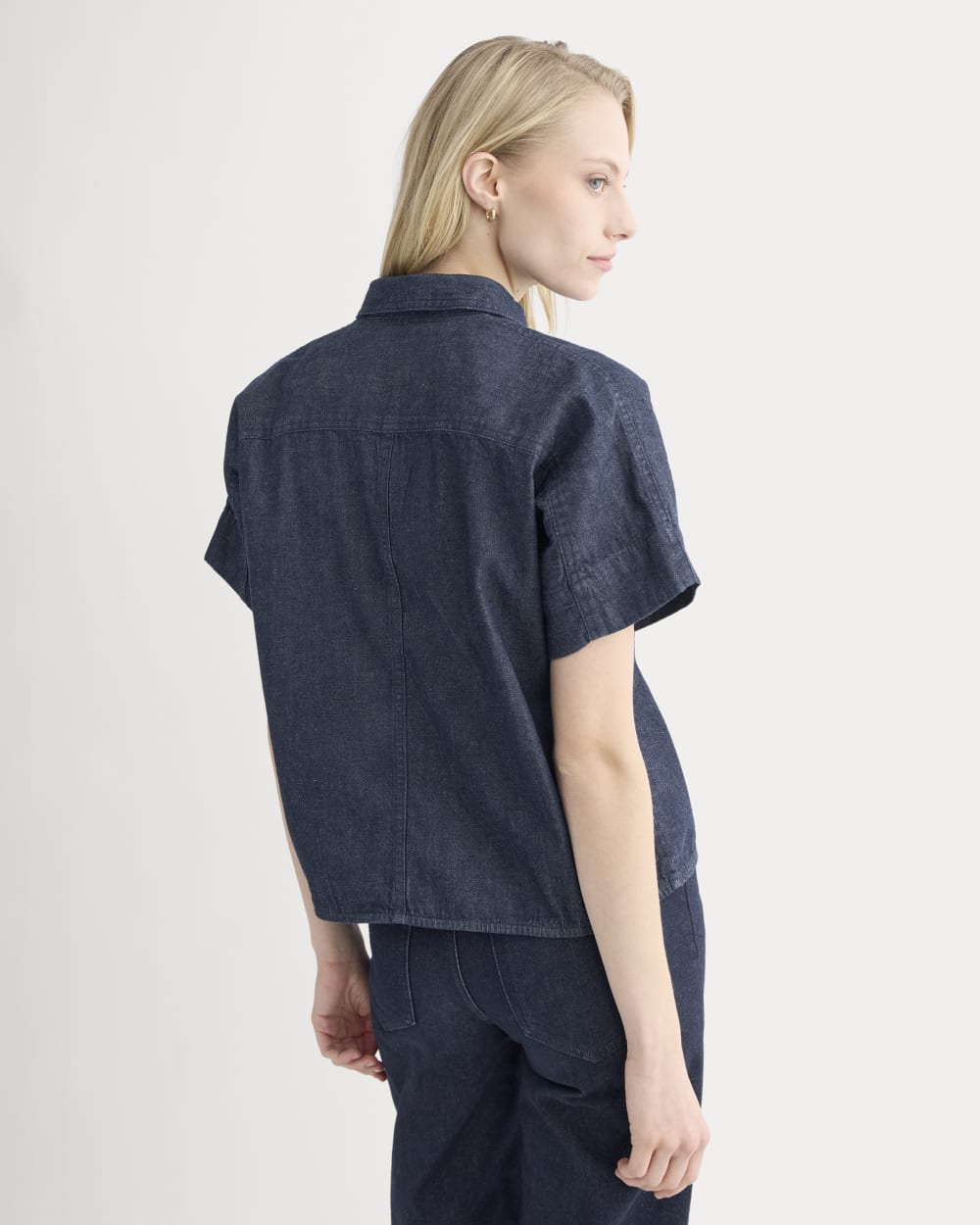 Cropped Boxy Denim Shirt | Dark Indigo Rinse
