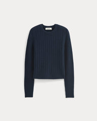 Mix Ribbed Crew in Cashmere | Navy