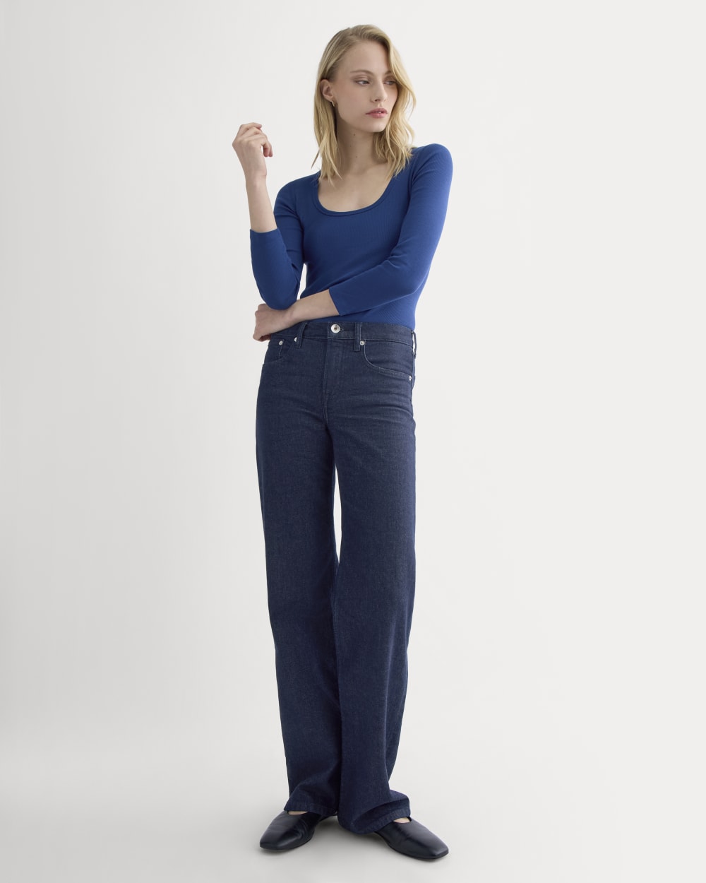 Luxe Rib Deep U-Neck Top | Estate Blue