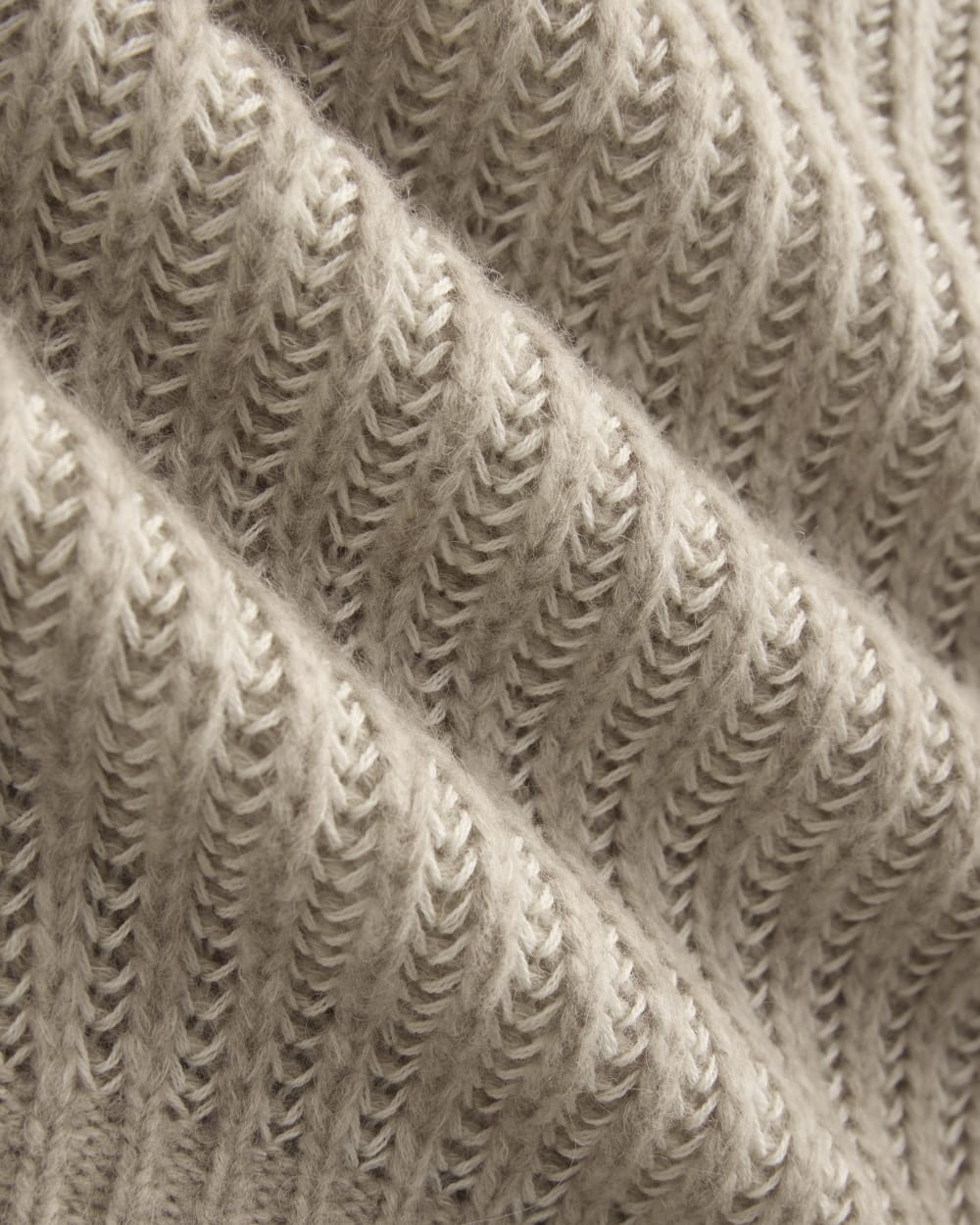Funnel-Neck Ribbed Henley Sweater | Heathered Almond / Bone Vertical Stripe