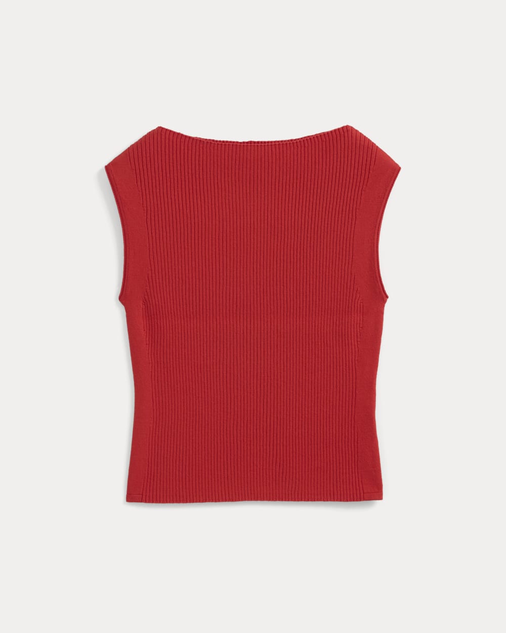 Boat-Neck Ribbed Knit | Fiery Red