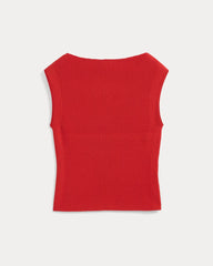 Boat-Neck Ribbed Knit | Fiery Red