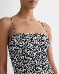 The Smocked Column Dress | Bone / Black Floral