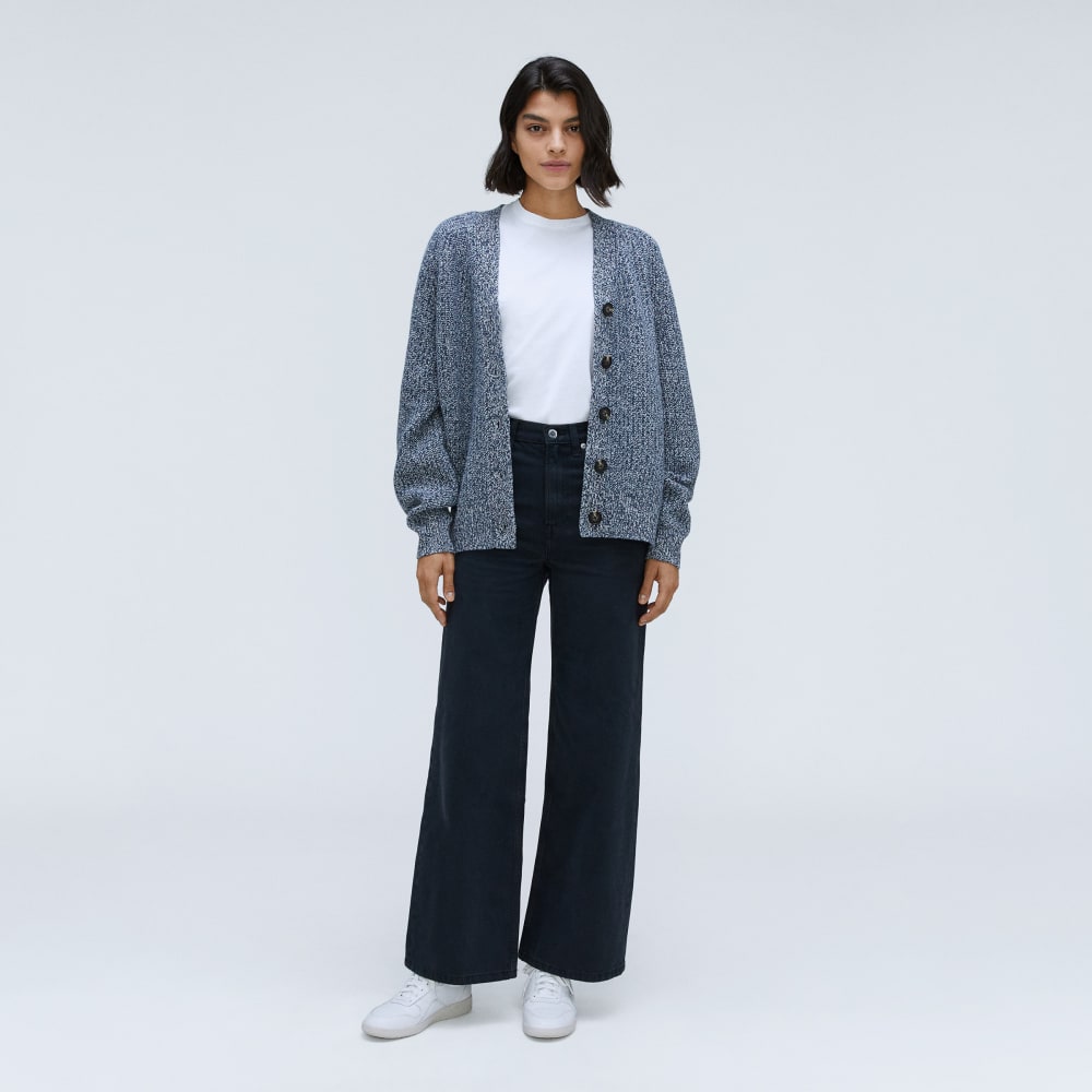 The Felted Merino Cardigan | Dark Mallard / Oat Twist