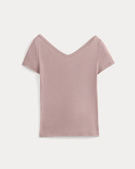 Tissue Short-Sleeve V-Neck Top | Dusty Rose