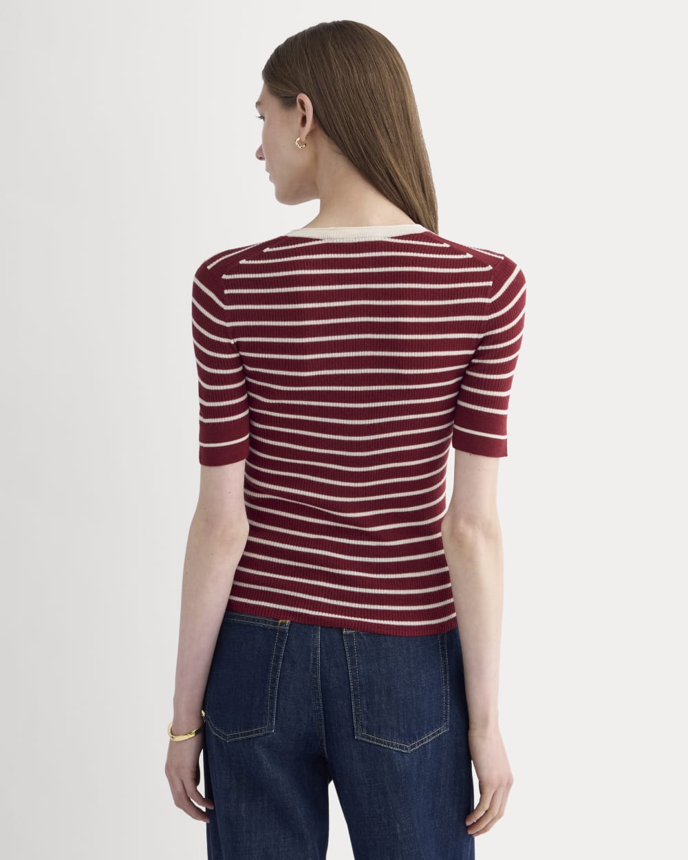 The Short-Sleeve Henley in Ultrasoft Merino | Merlot / Parchment