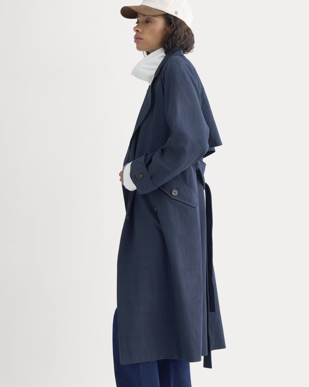 Drapey Twill Trench | Navy