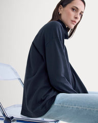 Slouchy Turtleneck In Essential Cotton | Deep Navy
