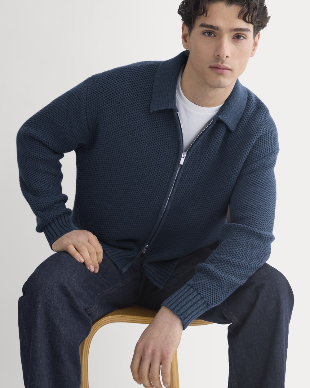 Honeycomb Sweater Jacket | Midnight Navy
