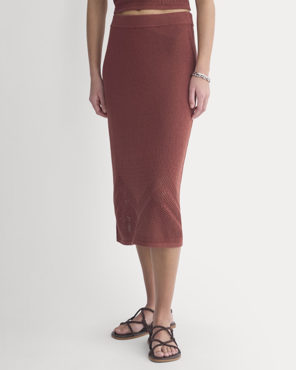 Lace-Knit Maxi Skirt | Henna Red
