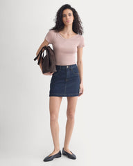 Tissue Short-Sleeve V-Neck Top | Dusty Rose