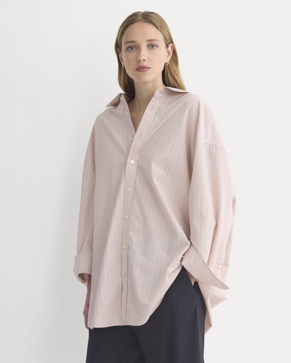 Back-Tie Oversized Shirt in Washed Poplin | Burnished Lilac/Gardenia