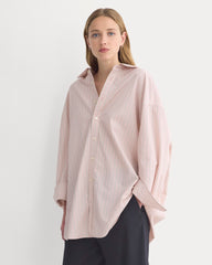 Back-Tie Oversized Shirt in Washed Poplin | Burnished Lilac/Gardenia