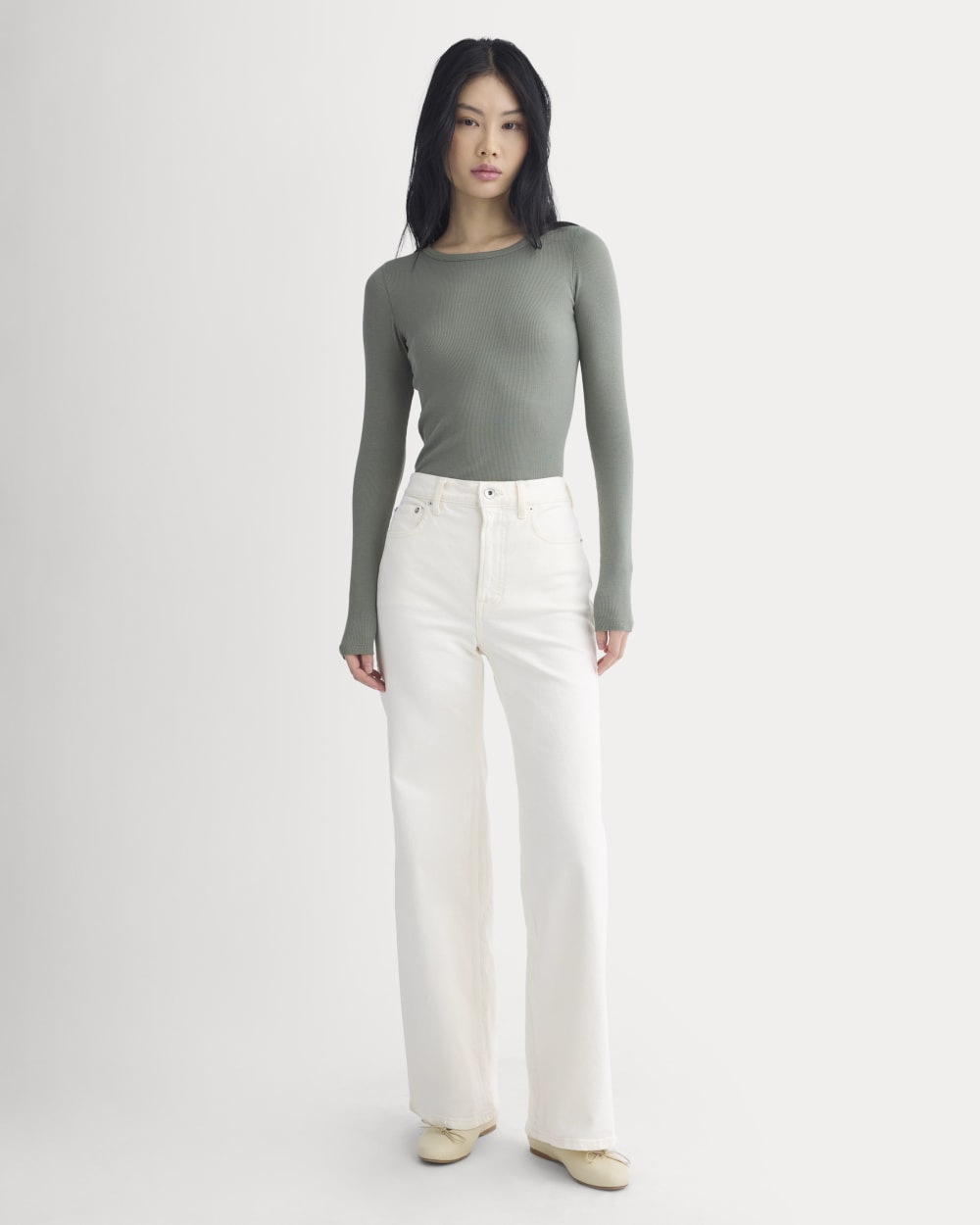 The Luxe Rib Long-Sleeve Crew | Agave Green