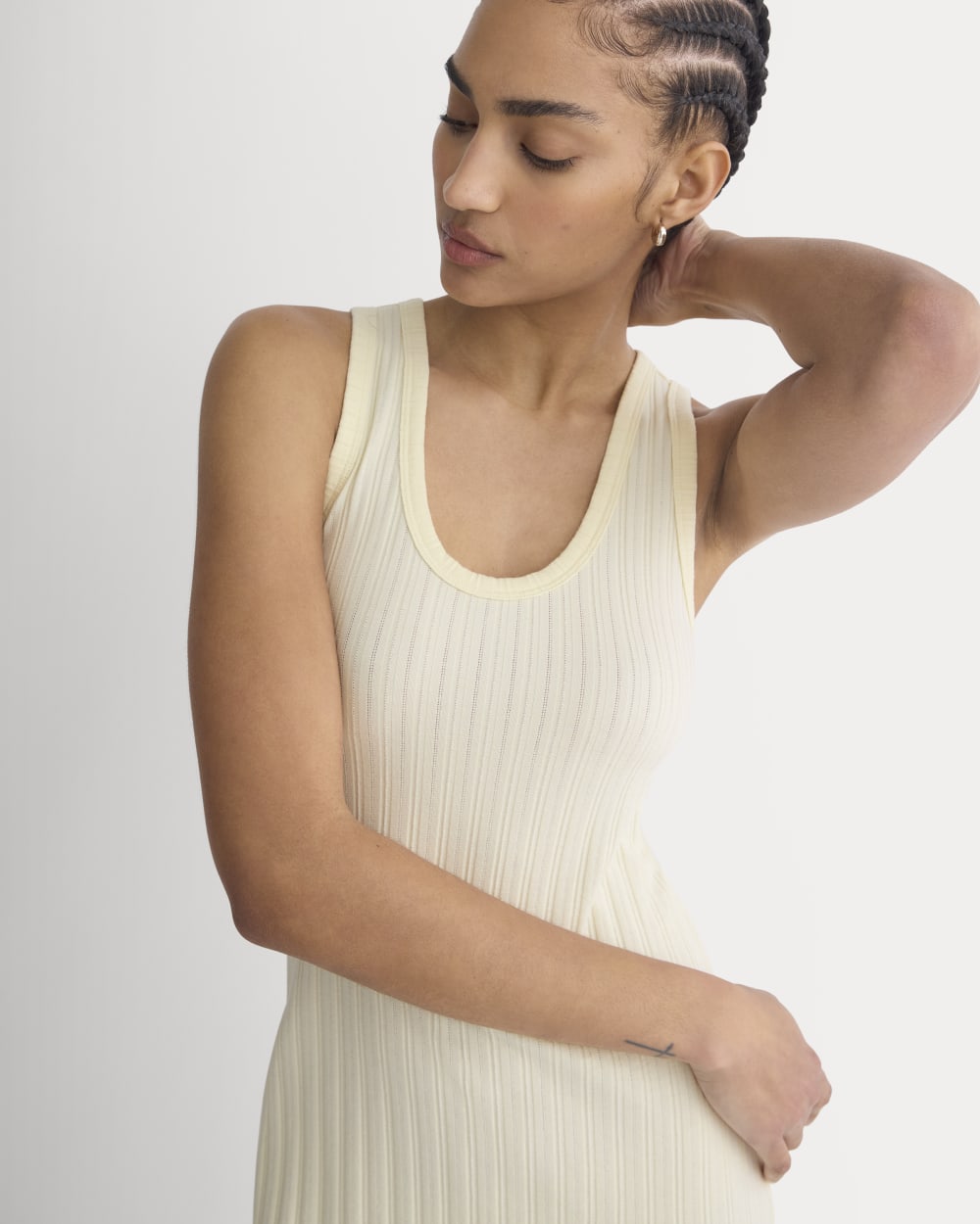 Scoop-Neck Midi Dress in Pointelle Knit | Lemon Icing