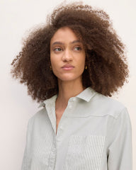 The Everlane x Marques' Almeida Patchwork Relaxed Shirt | Grey Stripe Patchwork