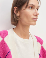 The SuperFuzz Alpaca Cardigan | Bone / Fuchsia Pink / Ocean Cavern