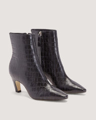 The Short Banana Boot | Black Crocodile