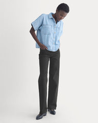 Cropped Boxy Denim Shirt | Light Indigo