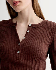 The Cozy Rib Henley | Dark Mahogany