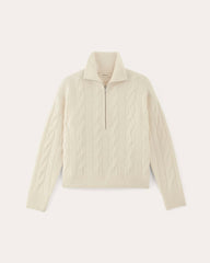 The Cable Half-Zip in Luxe Merino | Bone