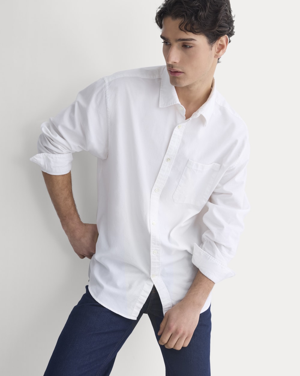 Lightweight Oversized Oxford | White